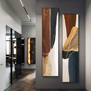 抽象竖长条玄关装饰画竖版现代简约楼梯间走廊过道挂画入户玄关画
