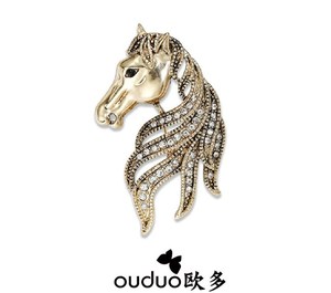 生肖马胸针男士西装徽章高档复古胸花个性动物别针扣百搭配饰胸章