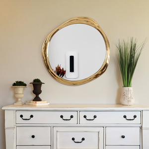 北欧高端设计师化妆镜圆形浴室镜 美式diy油画镜子壁挂装饰镜异形