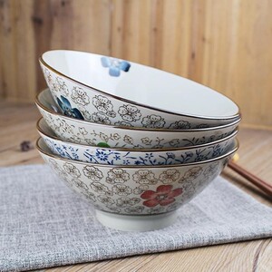 日式7.5英寸面碗斗笠碗 家用陶瓷大碗汤碗粉面烩面碗吃面条碗商用