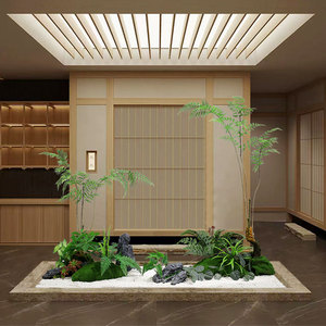 枯山水造景仿真绿植装饰大型楼梯下假植物室内橱窗仿生景观摆件