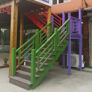 防腐木台阶踏步异形楼梯实木踏板户外阶梯组装阳台爬梯扶手定制