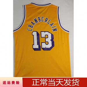 湖人73号罗德曼13张伯伦张大帅复古球衣网眼刺绣篮球服短裤 黄紫