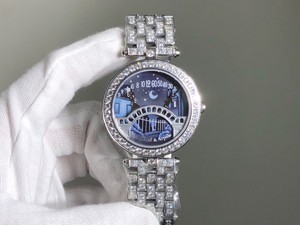 新款情人桥诗意系列复杂功能日月星辰时尚皮带镶钻石英女手表