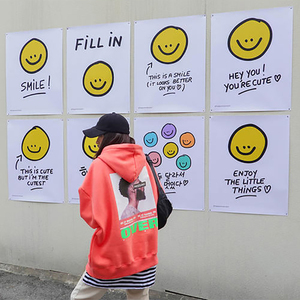 smile 韩国ins 可爱笑脸墙面海报装饰画直播间背景纸网红拍照道具