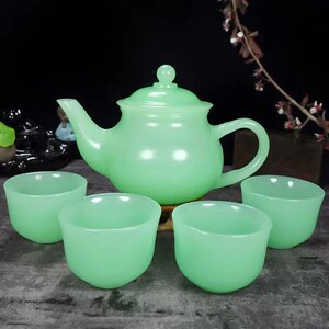 阿富汗天然玉石茶杯茶壶功夫整套茶具茶杯高端玉碗养生杯玉石茶杯