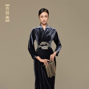 吉祥斋女装青龙玉收身连衣裙宫廷国风礼服表演聚会专柜正品古典装