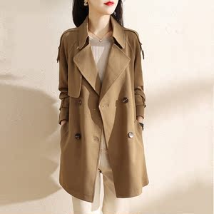 风衣女中长款小个子大衣2022秋冬季新款英伦国际大牌咖色外套系带