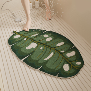 淋浴房洗澡间脚垫北欧绿植浴室防滑地垫家用防摔地台柔软镂空垫子
