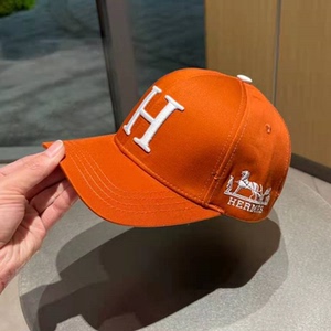 女士帽子男遮阳休闲爱马仕棒球帽弯檐鸭舌帽女韩版百搭潮桔色防晒