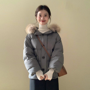 韩系小个子加厚大毛毛领棉衣棉服女春季独特高级感时尚面包服外套