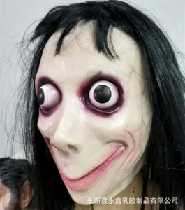 momo面具乳胶万圣节鸟人头套假发道具化妆恐怖整蛊女鬼人皮可发光