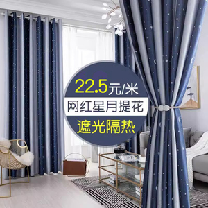 2021新款卧室窗帘布客厅租房飘窗短帘全遮光布北欧简约成品网红款