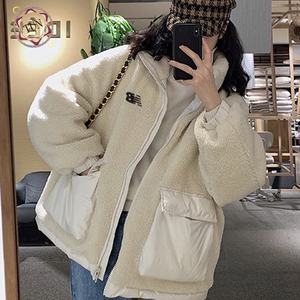 newbalance新百伦双面棉服女冬季两面穿羊羔毛外套百搭保暖棉衣男