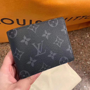 【国内现货】lv路易威登黑色老花经典logo男士短款钱包卡包