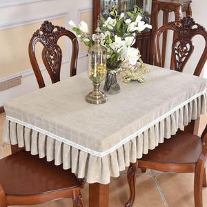 简约布艺餐桌布长条桌台布正方形方桌家用茶几套罩客厅布枱布驼色