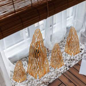 装饰品落地造景室内庭院客厅装饰手工铁艺鱼池假山大型摆件配件