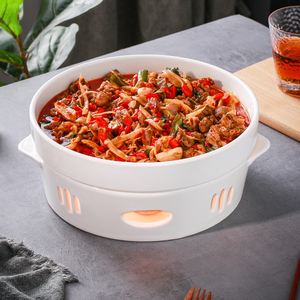 大盘鸡盘子饭店专用盘高档酒店干锅明炉可保温菜盘蜡烛加热餐具炉