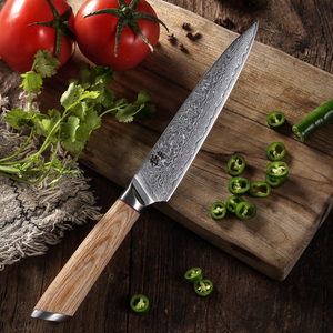 东隼67层大马士革钢v金六寸多用刀万用蔬菜刀家用商用送礼赠木