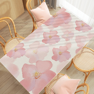 少女浪漫水彩硅胶皮革餐桌垫桌布免洗防油防水防尘长方椭圆形家用