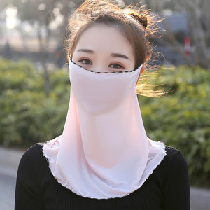 防晒面纱冰丝挂耳夏季防尘围脖遮阳面罩蒙面面巾纱巾两用护脸套潮