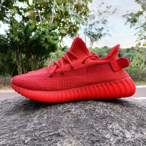 椰子匡优350v2男鞋真爆运动yeezy/kuanu侃爷大红色婚庆女跑步鞋