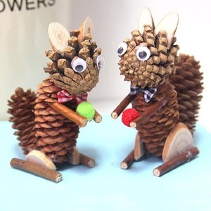 新款动物制作立体材料包手工艺小木头木艺自然木块木片圆片幼儿园