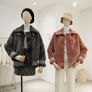 弥香冬季网红2020新款皮毛一体女装仿水貂绒短外套女羊羔毛机车服
