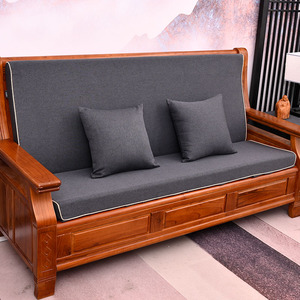 实木沙发垫坐垫带靠背一体秋冬季防滑加厚海绵红木椅坐垫三人靠垫