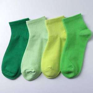 袜子女短筒棉质夏季薄款ins国街头绿色荧光绿浅绿色百搭短袜