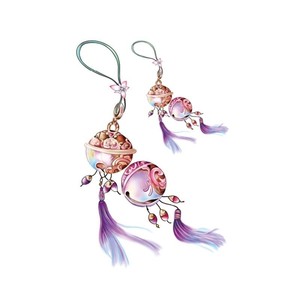 100人付款淘宝纹身贴 新古风唯美宫铃 清新彩色小铃