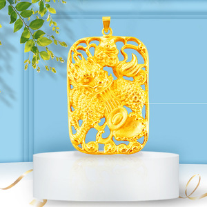 经典24k黄金麒麟牌吊坠男网红民族风瑞兽跨境越南沙金首饰