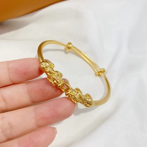 越南沙金双貔貅钱币手环首饰手链镀黄金可调节手镯子女久不掉色
