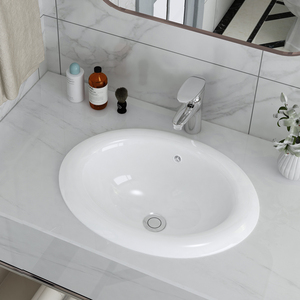 roca乐家台中盆半嵌入式洗脸洗手盆盘卫生间陶瓷椭圆形台上盆半镶