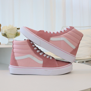 正品万斯官网粉色中帮板鞋sk8-hi樱花粉高帮男女运动休闲帆布鞋冬