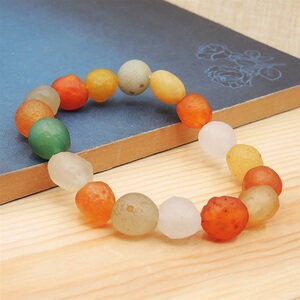 新疆和田玉春季特惠多彩多宝阿拉善玛瑙原石手串七彩奇石手链o