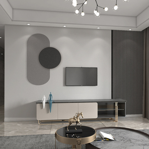 墙纸壁画电视背景墙现代简约客厅卧室沙发影视墙壁布边框线条高档