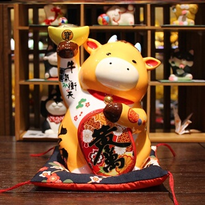 属牛本命年吉祥物床头摆件房间女孩新居办公桌新婚流行柜台场景