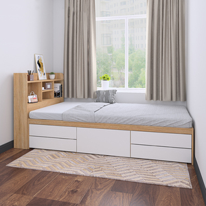 全友家居榻榻米实木带书架儿童抽屉床多功能小户型单人箱体北欧高