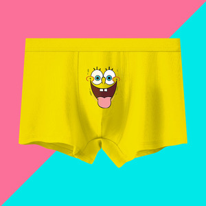 海绵宝宝内裤男卡通动漫男士冬季纯棉四角可爱搞笑恶搞成人裤衩厚