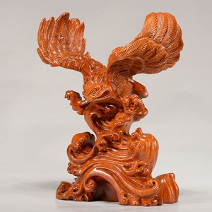 花梨实木雕刻鹏程万里摆件檀木头根雕大鹏展翅红木家居装饰工艺品