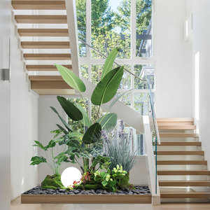 大型仿真绿植造景组合楼梯下空间造景室内景观造景假植物盆栽装饰