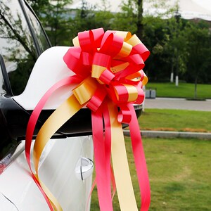 新浪漫红约结婚婚车色队副车拉花装饰套装简车小号丝带扎花简单.