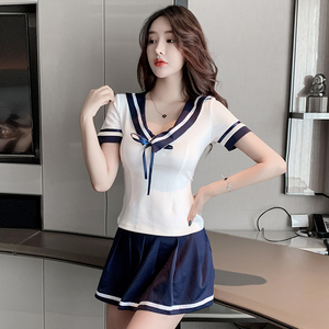 拓凡 性感低胸学生装jk短裙足浴按摩桑拿技师工衣套装酒店ktv制服