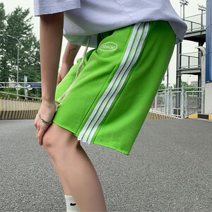 三道杠学院风短裤女夏季外穿宽松直筒运动卫裤美式篮球五分裤子潮