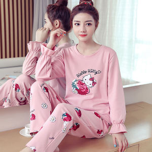 狐狸公主睡衣女秋家居全棉睡衣女秋韩版纯棉薄款宽松家居服