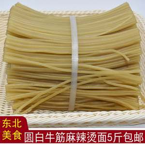 东北特产牛筋面条细圆白面条家用麻辣烫火锅专用插条5斤圆白牛筋