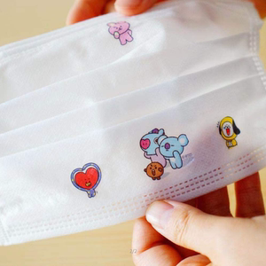 韩国代购line friends防弹少年团bt21口罩印花个性贴纸bts印染