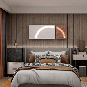 安茵卧室电视背景墙装饰板床头现代简约无缝拼接木纹护墙板饰面板