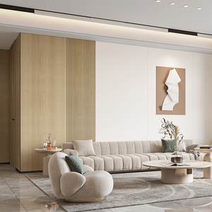 墙面山水画客厅沙发自装扣板护墙板竹木纤维集成墙板营城米呀115